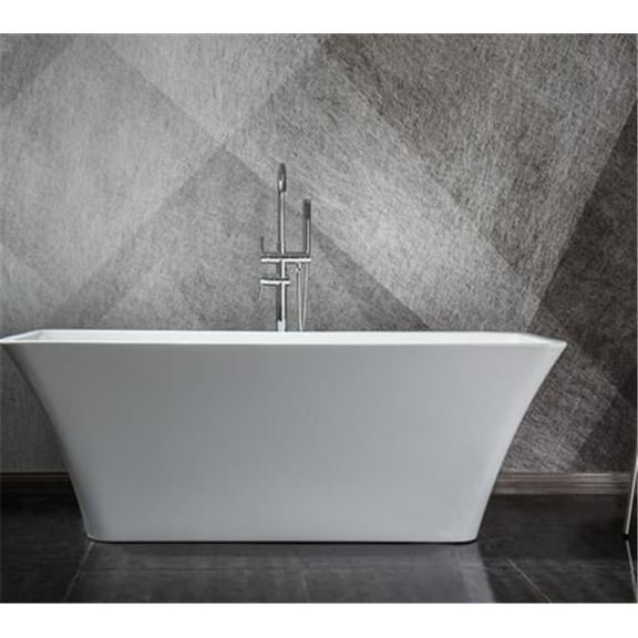 Lexora LD901167A1C0000 67 in. Vinter Freestanding Bathtub with Chrome Drain, Acrylic - White