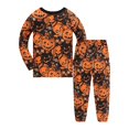 thumbnail image 6 of Tisuna Boys Halloween Pajama Set Long Sleeve Pants Outfit Cute Pumpkin Print Kids Sleepwear Comfortable Loungewear For Toddler Children Orange Size 18-24 Months, 6 of 6