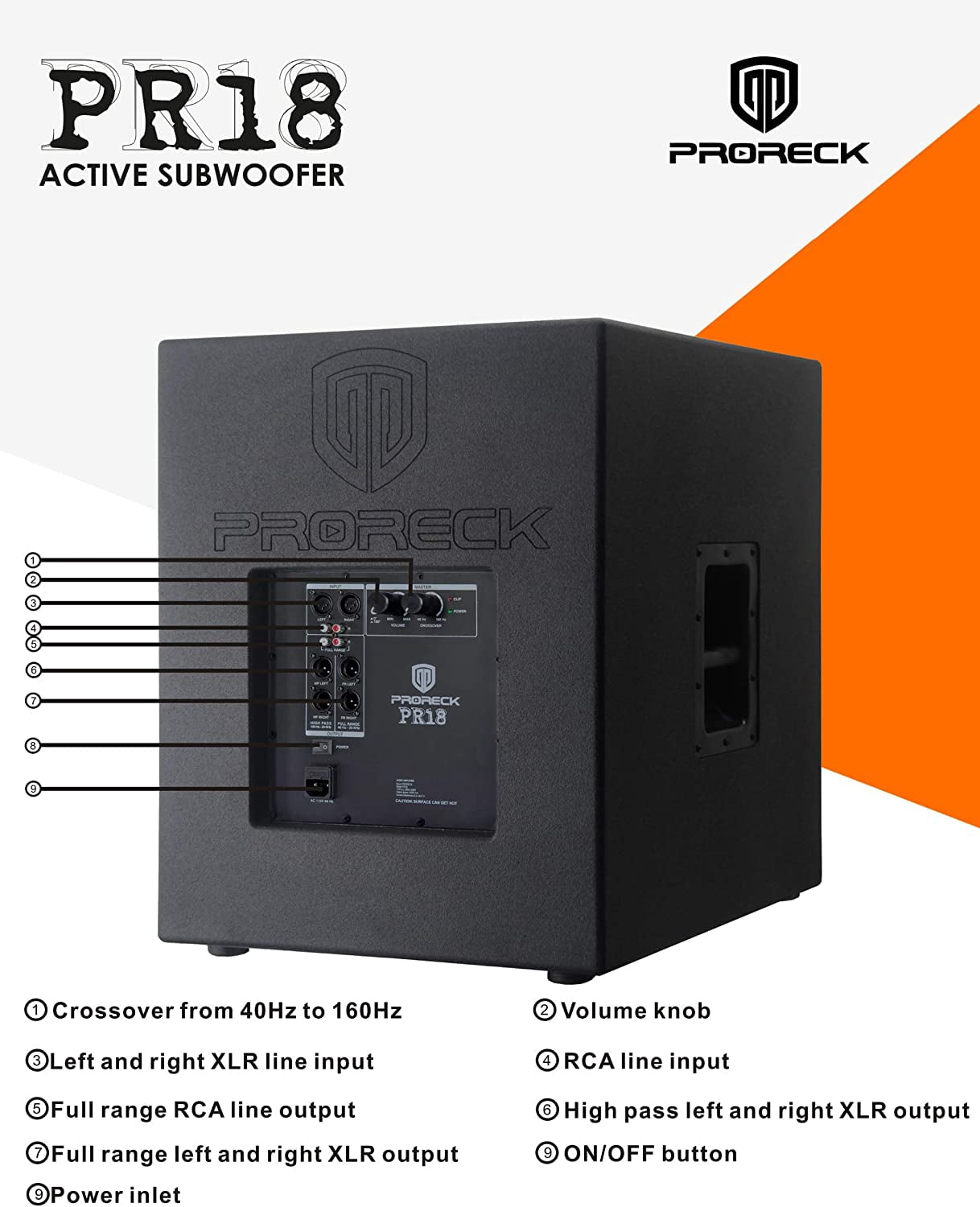 PRORECK PR18 18 inch 2000W P.M.P.O Active Powered PA DJ Subwoofer Cabinet