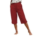 thumbnail image 4 of Aimik Women's Cotton Linen Shorts Summer Casual Straight Leg 5" Inseam pant with Pockets Side Split Loose Fit shorts for women, 4 of 6