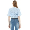 thumbnail image 2 of Women's Sheer Floral Shrug Bolero Tied Front Lace Cropped Cardigan With Half Sleeves, Blue, Small, 2 of 5