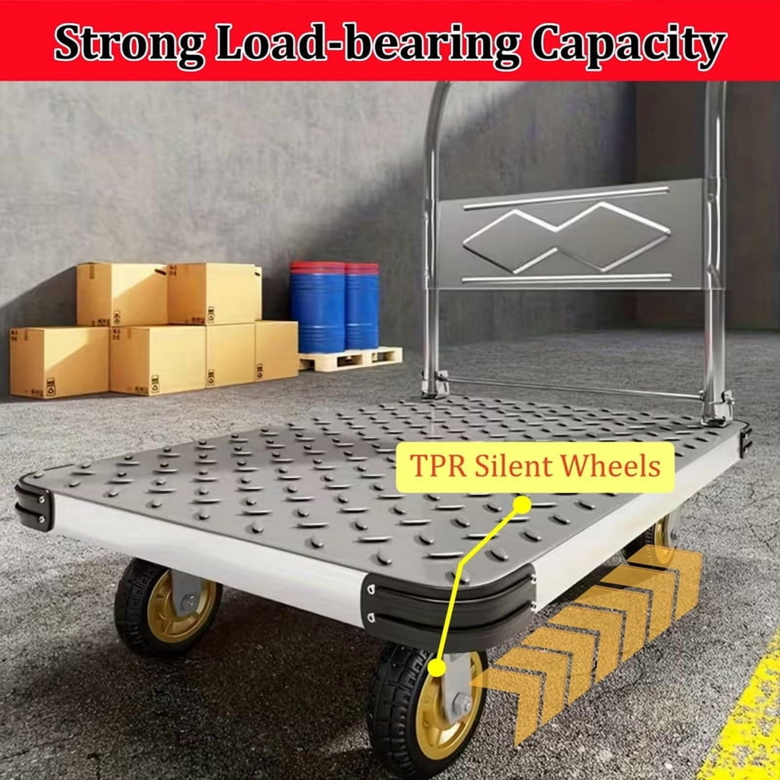 660lbs Capacity Folding Hand Truck, Heavy Duty Steel Utility Rolling Cart, Portable Moving Hand Dolly Cart