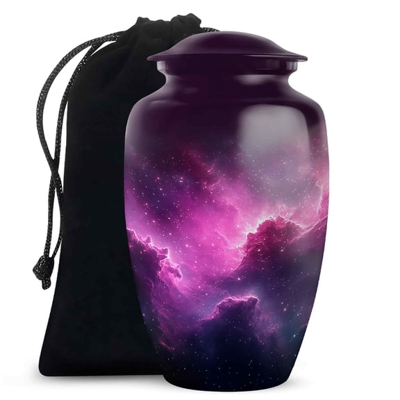 JAGASY Pink Memorial Urns for Father - Galaxy Clouds Large Funeral Urn for Ashes Adult Male - Purple Handmade Urn for Ashes for Women - Cremation Urns for Parents - (10 Inch)