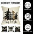 thumbnail image 3 of Merry Christmas Bright Decorative Throw Pillow Covers 16 x 16 Set of 4, Black Xmas Tree Buffalo Plaid Check Outdoor Pillowcase, Let It Snow Winter Holiday Farmhouse Cushion Case Home Decor, 3 of 6