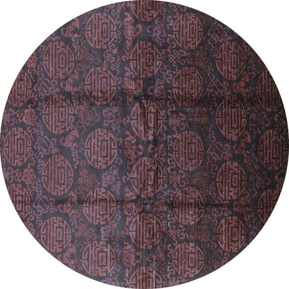 Ahgly Company Indoor Round Oriental Light Blue Industrial Area Rugs, 8' Round