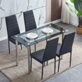 thumbnail image 3 of Ansley&HosHo 5 Piece Dining Table Set Dining Table & 4 PU Leather Chairs,Glass Top Side Chairs 4 PU Leather Ergonomic Backrest Design Horizontal Line Kitchen Dining Room Furniture,Black, 3 of 6