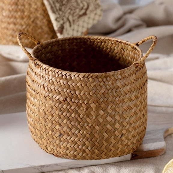 Last Chance Woven Storage Box*1 Piece,Woven Storage Box,Rustic Basket Woven Seagrass Storage Basket For Desktop Flower Arrangement Grocery Organizer Shelves