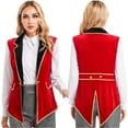 thumbnail image 2 of Aislor Women Circus Ringmaster Costumes Rave Festival Lion Tamer Cosplay Vest Swallow-Tailed Blazer Jacket Red L, 2 of 7