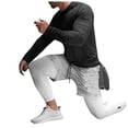 thumbnail image 2 of Hinvhai Compression Pants for Men, 2 in 1 Running Shorts Double Layer Quick ness Leggings Sport with Pocket Silver XXXL(XXXL), 2 of 5