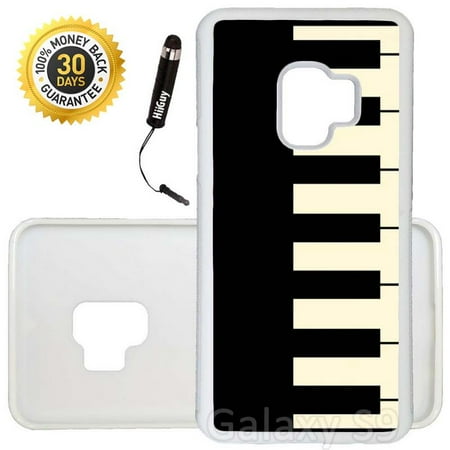 Custom Piano Covers Custom Galaxy S9 Case (Piano Keys) Edge-to-Edge Rubber White Cover Ultra Slim | Lightweight | Includes Stylus Pen by Innosub ()