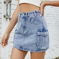 thumbnail image 3 of Aofany High Waist Cargo Skirt for Women Slim Bodycon Button Denim Mini Skirt Casual Trendy Jean Skirt with Pockets, 3 of 6