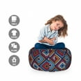 thumbnail image 2 of Aztec Storage Toy Bag Chair, Continuous Motifs in Vivid Colors Pattern, Stuffed Animal Organizer Washable Bag, Small Size, Night Blue Multicolor, by Ambesonne, 2 of 3