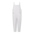 thumbnail image 4 of wycnly Jumpsuits for Women Dressy Casual Cotton Linen Loose Wide Leg Strap Maxi Jumpsuits Overalls with Pocket Summer Square Neck Sleeveless Solid Long Formal Rompers White l, 4 of 4