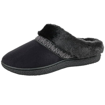 

Isotoner Women Memory Foam Hoodback Faux Fur Slip-On Slippers