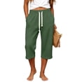 thumbnail image 2 of SwiftWear Women's Waffle Knit Capri Pants Elastic Drawstring Waist Summer Beach Casual Cropped Pants with Pockets Soft Stretch Lounge Trousers, 2 of 6
