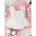 thumbnail image 5 of Elippeo Infant Baby Girls Tulle Romper Dress 3 6 12 18 Months Dot Print Flying Sleeve Square Neck Bow Jumpsuit, 5 of 9
