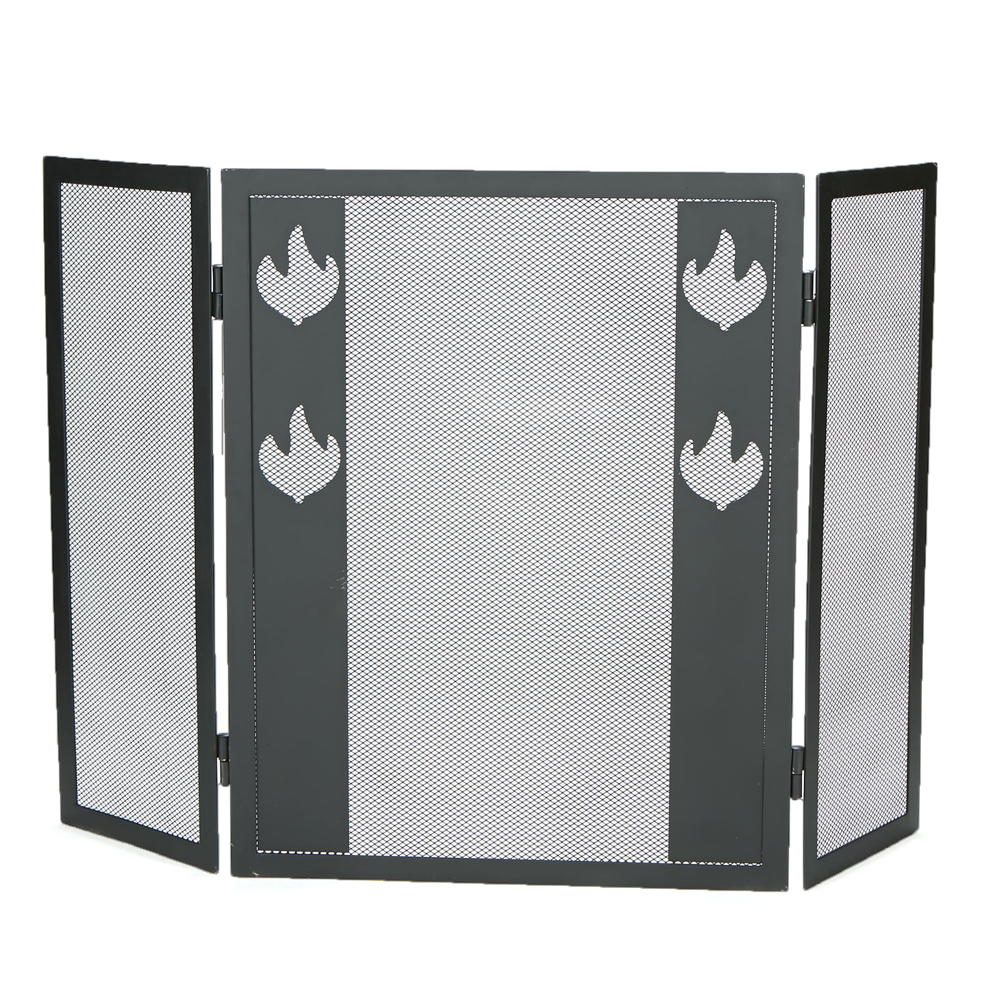 Mind Reader FIRESCREEN-BLK 3 Panel Fire Place Screen Door Panel with Double B...