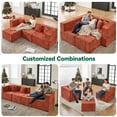 thumbnail image 3 of BEHOST 102.5" L-Shaped Cloud Couch with Ottoman, Modular Sectional Sofa for Living Room, No Assembly Required, Rust Red, 3 of 9