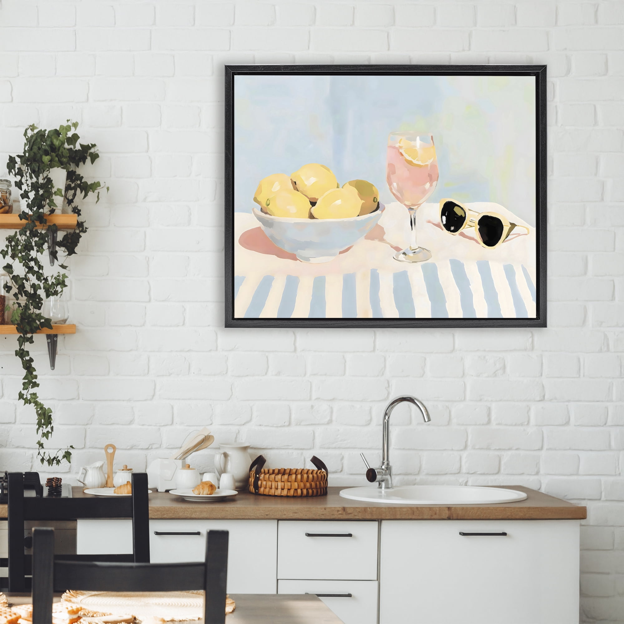Stupell Industries Aperol & Summer Lemons Black Framed Floater Canvas Wall Art, design by Sisi and Seb