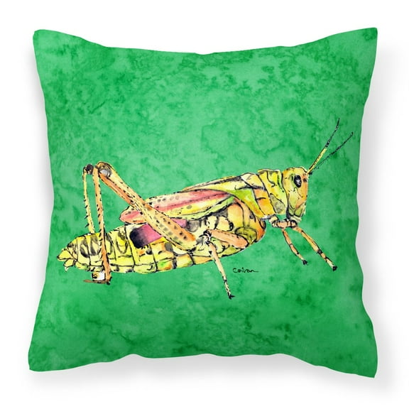 Carolines Treasures 8849PW1414 Grasshopper on Green Canvas Fabric Decorative Pillow 14Hx14W multicolor