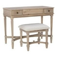thumbnail image 3 of Linon Cyndi Wood Vanity & Padded Stool Set Flip Up Mirror 2 Drawers in Gray Wash, 3 of 23