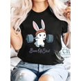 thumbnail image 1 of Women'S Funny Bunny Graphic T-Shirt, Casual Crew Neck, Short Sleeve Top, 100% Polyester Knit Fabric, Regular Length, All Season Animal Print Tee - Spring and Summer Fashion Tee For Adult, Men, Women,, 1 of 6