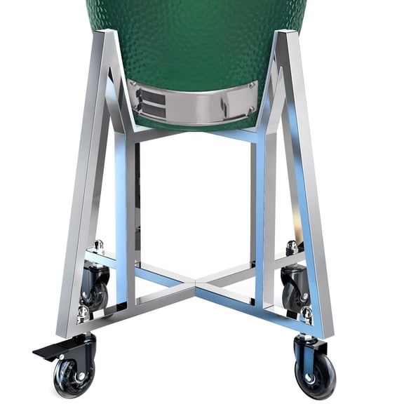 Grill Cart Stand for Large Big Green Egg Accessories, Full Stainless Steel Rolling Nest Stand