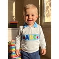 thumbnail image 3 of RUINIXCW Boys Quarter Zip Sweatshirt Back to School Letter Embroidery Plaid Lapel Long Sleeve Pullover, 3 of 9