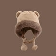thumbnail image 2 of Luxalzxs Cute Plush Faux Fur Animal Hat Cap with Ear Flaps Soft Warm Fuzzy Bear Ear Hats Winter Hat Beanie for Women Girl, 2 of 3
