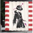 thumbnail image 4 of Ambesonne Fashion Shower Curtain, Modern Woman in Coat, 69"Wx84"L, Black Red, 4 of 5
