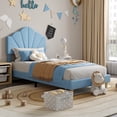 thumbnail image 2 of Gaderth Twin Size Upholstered Platform Bed Frame, Pink Shell Shaped Velvet Bed with Adjustable Headboard, Wood Slats and Metal Support, Noise Free, No Box Spring Needed for Girls Kids Teens, 2 of 9