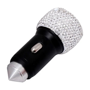 Compatible Chargeur de voiture Bling Diamond Dual USB Adaptateur de voiture Strass à la main Décorations de voiture en cristal_Perfect Gift