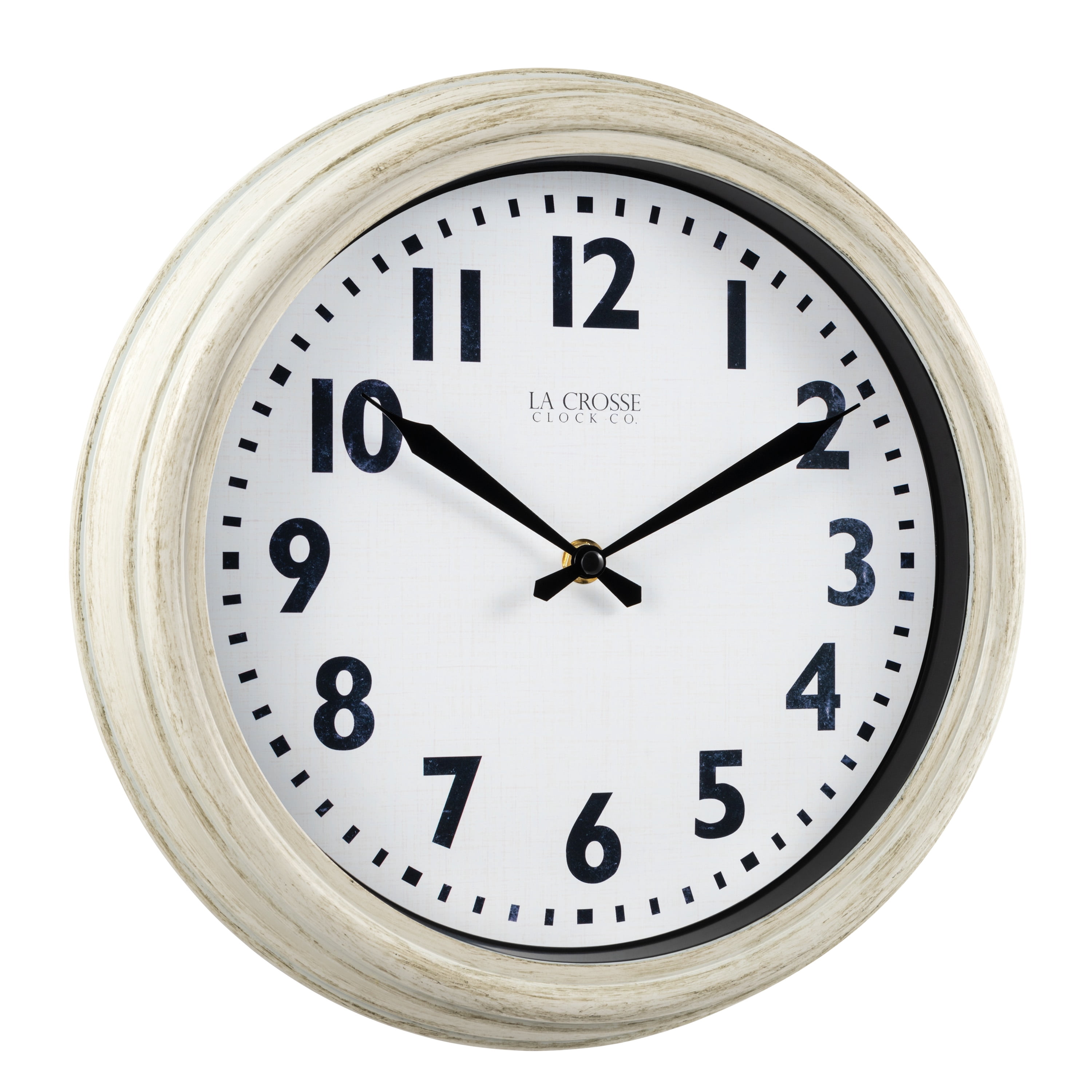 La Crosse Clock 12 Inch Antique White Wynn Quartz Wall Clock, 404-3030W