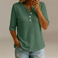 thumbnail image 2 of Abomasnow Women's Waffle Knit Shirts Quarter Button Short Sleeve V-Neck Shirts Casual Lightweight Workout Yoga T-Shirts, 2 of 6