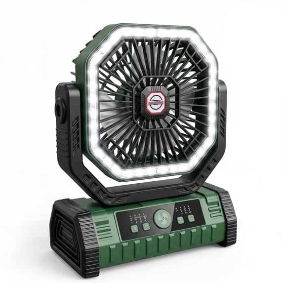 DAYBETTER Oscillating Rechargeable Fan, 20000mAh Portable Timer Battery Operated Outdoor Fan Light with 4 Speed & 3 Brightness, Remote Control for Travel, Hiking, Fishing, Picnic