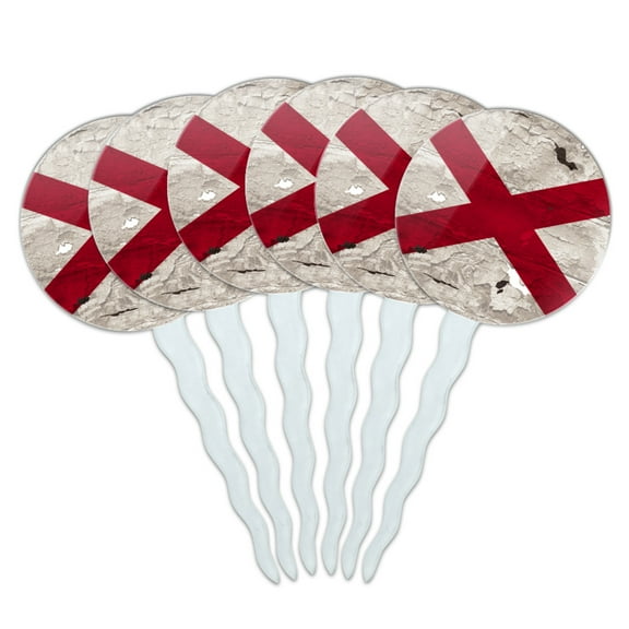 Rustic Distressed Alabama Flag Cupcake Picks Toppers Decoration Set of 6