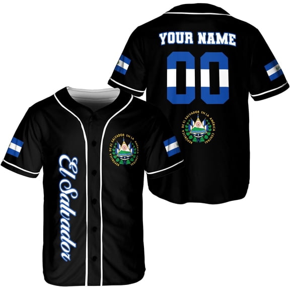 Personalized Name El Salvador Baseball Jersey Shirt El Salvador Flag Shirt Salvadorans Pride El Salvadoreña (S)