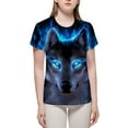 thumbnail image 4 of AYYUFE Unisex Vivid 3D Wolf Printed Short Sleeve T-shirt Round Neck Plus Size Tee Top - Black - M, 4 of 7
