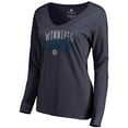thumbnail image 2 of Women's Navy Winnipeg Jets Graceful Long Sleeve V-Neck T-Shirt, 2 of 3