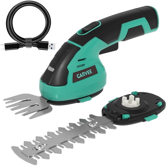 2 in 1 Handheld 7V Electric Grass Trimmer Hedge Shears Rechargeable Lithium Ion Battery with Type C Cable Cordless Grass Shear Shrub Trimmer