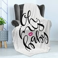 thumbnail image 4 of Oh Baby Soft Flannel Fleece Throw Blanket, Hand-Written Style Oh My Baby Phrase with Lips and Polka Dot, Cozy Plush for Indoor and Outdoor Use, 50" x 60", Lavender Pink and Black, by Ambesonne, 4 of 5