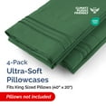thumbnail image 3 of CGK Linens Extra Soft Pillowcases Set of 4 - King Size Hotel Luxury Breathable & Cozy 4-Piece Pillow Covers, Emerald Green, 3 of 7