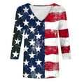 thumbnail image 4 of Gamivast 4th of July 3/4 Length Sleeve Womens Tops Usa Flag Print V Neck Summer Shirts Casual Elbow Length Shirt Red S Clothes Under $5.00, 4 of 4