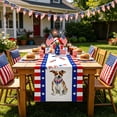 thumbnail image 4 of Nkmbld Independence Day Table Runner, Vintage Red White and Blue Table Cloth for Memorial Day Patriotic Party Kitchen Table Decoration, 4 of 8
