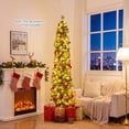 thumbnail image 2 of Gymax 7 FT Pre-Lit Pencil Artificial Christmas Tree w/150LED Warm White Lights 8 Modes, 2 of 10