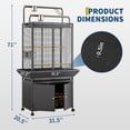 thumbnail image 2 of Gaderth 71" H Rolling Bird Cage, Parakeet Cage with Play Top, Large Rolling Birdcage with Top Stand & Storage Cabinet, Wood Parakeet Cage for Macaw Parrot Cockatiel Budgie, 2 of 7