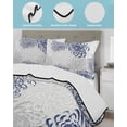 thumbnail image 4 of Blue White Full Size Down Alternative Comforter, Lightweight Comforter Quilt Bedding Set with Pillow Shams Abstract Grey Chrysanthemum Flower Floral All Seasons Bed Comforter Duvet Insert 78"x90", 4 of 7