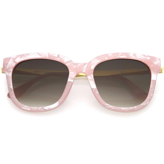 sunglassLA - Modern Marble Print Square Sunglasses Horn Rimmed Round Gradient Lens 53mm - 53mm