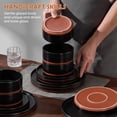 thumbnail image 6 of Vesteel 18 Pieces Dinnerware Set, Ceramic Plates and Bowls Set for 6, Handcrafted Stoneware Dishes Set for Family Restaurant, Microwave & Dishwasher Safe - Matte Black, 6 of 11