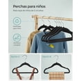 thumbnail image 3 of Perchas Infantiles, Juego de 50, Perchas de Terciopelo con Ganchos, Perchas Antideslizantes para Ropa, Negro Tinta, 3 of 5